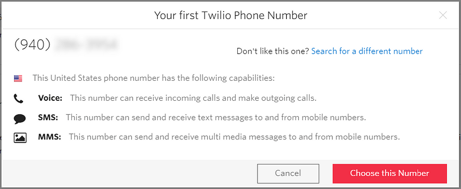 The phone number modal