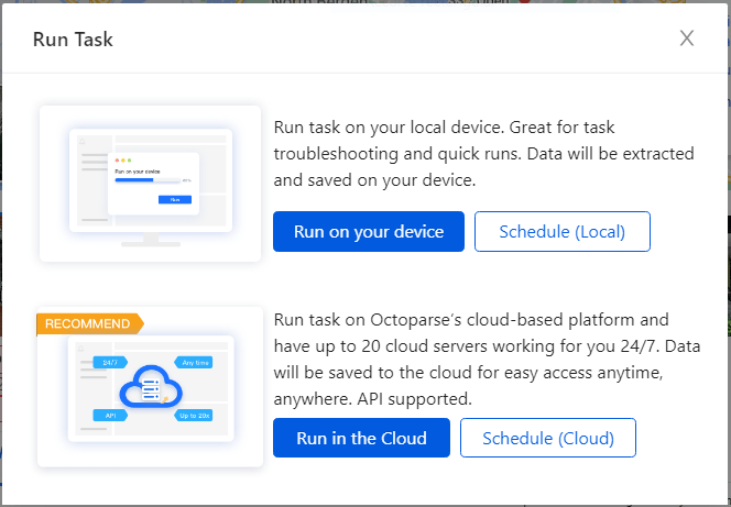 The popup “Run Task” window