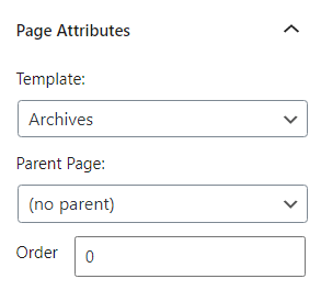 The Page Attributes meta box