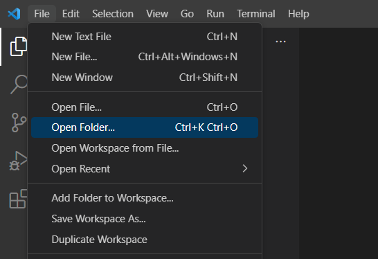 "Open Folder..." option