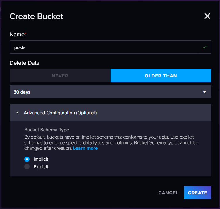 Creating a new bucket