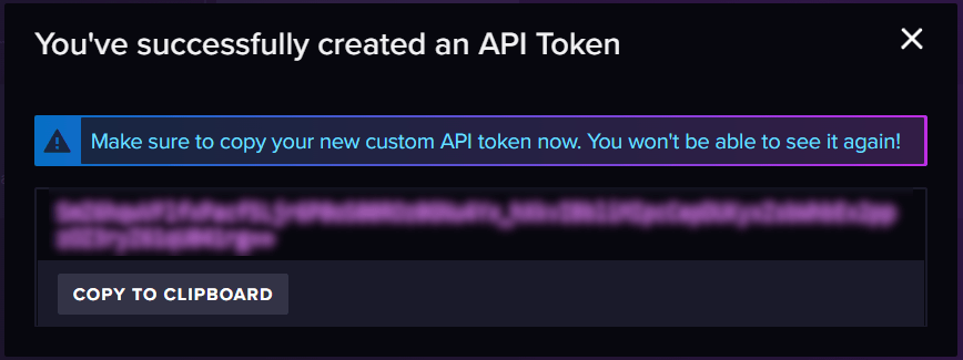 API Token created successfully